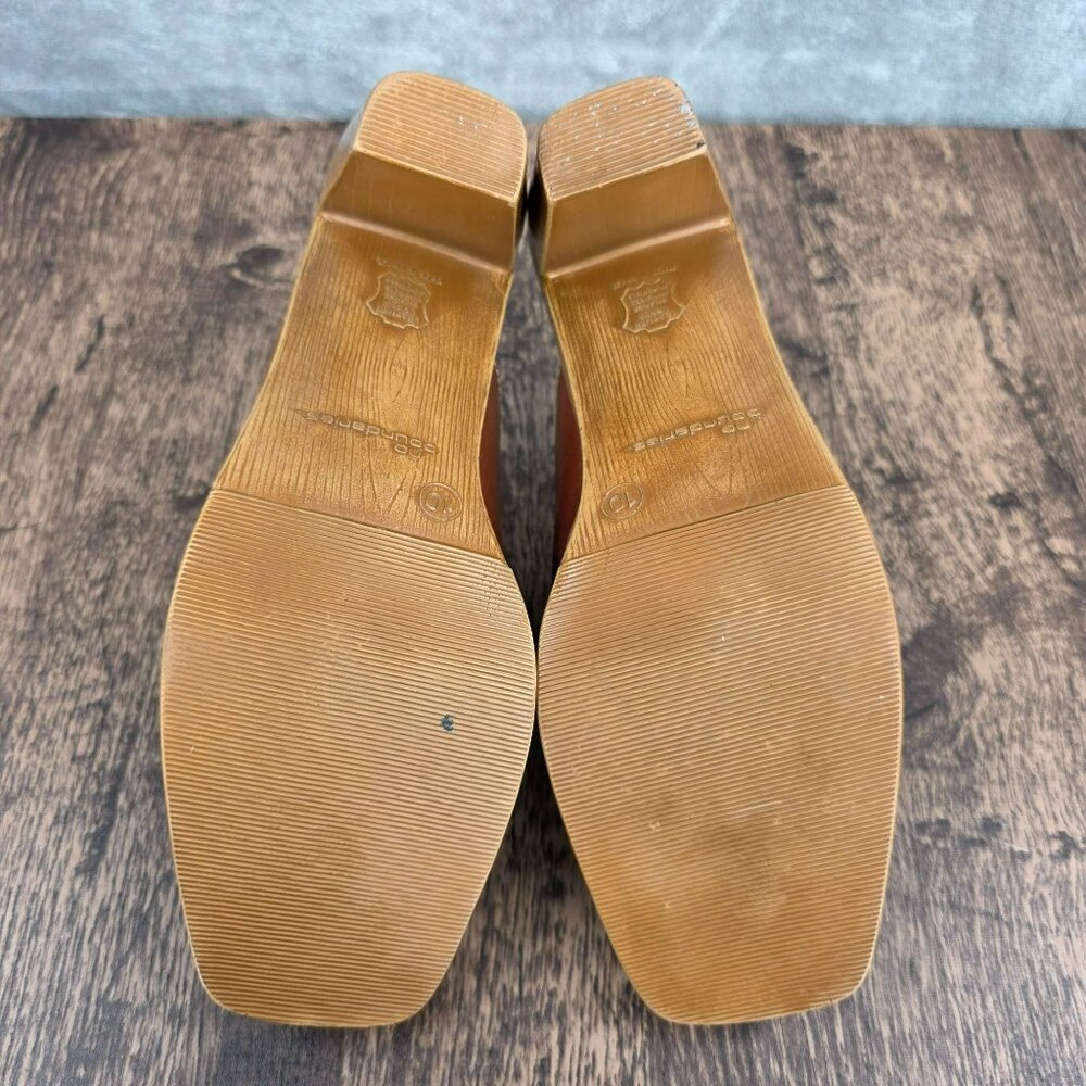 No Boundaries Vintage Mules Clogs Heels 10 Brown Square Toe Leather Y2K Side Tie - Picture 12 of 15